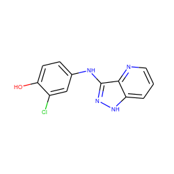 Oc1ccc(Nc2n[nH]c3cccnc23)cc1Cl ZINC000167051469