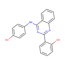 Oc1ccc(Nc2nc(-c3ccccc3O)nc3ccccc23)cc1 ZINC000018128769