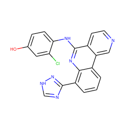 Oc1ccc(Nc2nc3c(-c4nc[nH]n4)cccc3c3cnccc23)c(Cl)c1 ZINC000073160841