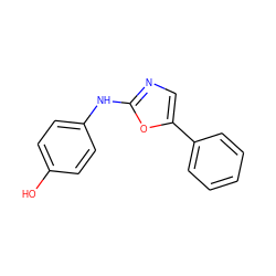 Oc1ccc(Nc2ncc(-c3ccccc3)o2)cc1 ZINC000049054041