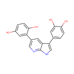 Oc1ccc(O)c(-c2cnc3[nH]cc(-c4ccc(O)c(O)c4)c3c2)c1 ZINC000103225158