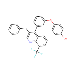 Oc1ccc(Oc2cccc(-c3c(Cc4ccccc4)cnc4c(C(F)(F)F)cccc34)c2)cc1 ZINC000045349763