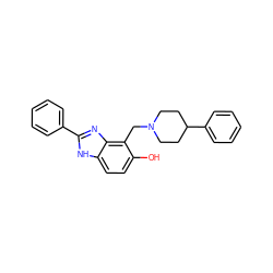 Oc1ccc2[nH]c(-c3ccccc3)nc2c1CN1CCC(c2ccccc2)CC1 ZINC000084604786