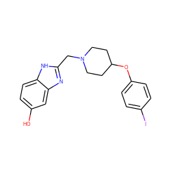 Oc1ccc2[nH]c(CN3CCC(Oc4ccc(I)cc4)CC3)nc2c1 ZINC000064513010