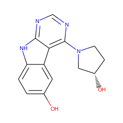 Oc1ccc2[nH]c3ncnc(N4CC[C@H](O)C4)c3c2c1 ZINC000221377890