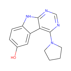 Oc1ccc2[nH]c3ncnc(N4CCCC4)c3c2c1 ZINC000221375823