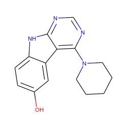 Oc1ccc2[nH]c3ncnc(N4CCCCC4)c3c2c1 ZINC000141627125