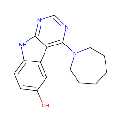 Oc1ccc2[nH]c3ncnc(N4CCCCCC4)c3c2c1 ZINC000221376334