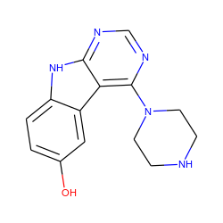 Oc1ccc2[nH]c3ncnc(N4CCNCC4)c3c2c1 ZINC000221380578