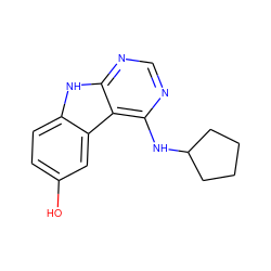 Oc1ccc2[nH]c3ncnc(NC4CCCC4)c3c2c1 ZINC000221380972