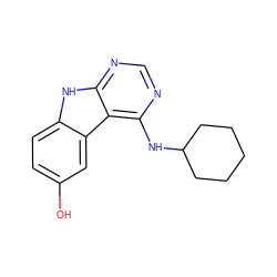 Oc1ccc2[nH]c3ncnc(NC4CCCCC4)c3c2c1 ZINC000221375758