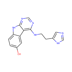 Oc1ccc2[nH]c3ncnc(NCCc4cnc[nH]4)c3c2c1 ZINC000221381517