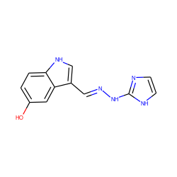 Oc1ccc2[nH]cc(/C=N/Nc3ncc[nH]3)c2c1 ZINC000013741849