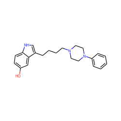 Oc1ccc2[nH]cc(CCCCN3CCN(c4ccccc4)CC3)c2c1 ZINC000013582362