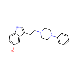 Oc1ccc2[nH]cc(CCN3CCN(c4ccccc4)CC3)c2c1 ZINC000169339878