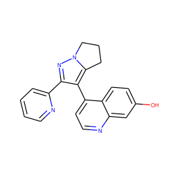 Oc1ccc2c(-c3c(-c4ccccn4)nn4c3CCC4)ccnc2c1 ZINC000014976376