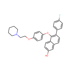 Oc1ccc2c(Oc3ccc(OCCN4CCCCC4)cc3)c(-c3ccc(F)cc3)ccc2c1 ZINC000013674656