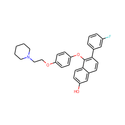 Oc1ccc2c(Oc3ccc(OCCN4CCCCC4)cc3)c(-c3cccc(F)c3)ccc2c1 ZINC000028710034