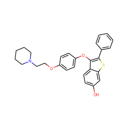 Oc1ccc2c(Oc3ccc(OCCN4CCCCC4)cc3)c(-c3ccccc3)sc2c1 ZINC000014970926