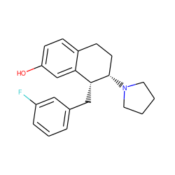 Oc1ccc2c(c1)[C@@H](Cc1cccc(F)c1)[C@@H](N1CCCC1)CC2 ZINC000088261079