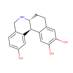 Oc1ccc2c(c1)[C@@H]1c3cc(O)c(O)cc3CC[C@H]1NC2 ZINC000013603413