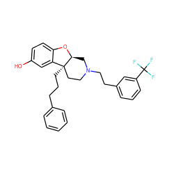 Oc1ccc2c(c1)[C@]1(CCCc3ccccc3)CCN(CCc3cccc(C(F)(F)F)c3)C[C@@H]1O2 ZINC000299866263