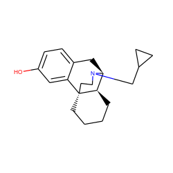 Oc1ccc2c(c1)[C@]13CCCC[C@@H]1[C@H](C2)N(CC1CC1)CC3 ZINC000013678637