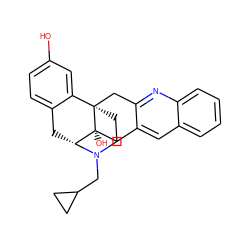 Oc1ccc2c(c1)[C@]13CCN(CC4CC4)[C@H](C2)[C@]1(O)Cc1cc2ccccc2nc1C3 ZINC000064528425