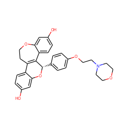 Oc1ccc2c(c1)O[C@@H](c1ccc(OCCN3CCOCC3)cc1)C1=C2CCOc2cc(O)ccc21 ZINC000049053064