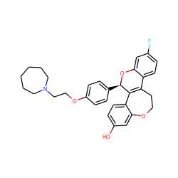 Oc1ccc2c(c1)OCCC1=C2[C@@H](c2ccc(OCCN3CCCCCC3)cc2)Oc2cc(F)ccc21 ZINC000049036668