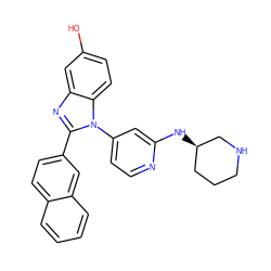 Oc1ccc2c(c1)nc(-c1ccc3ccccc3c1)n2-c1ccnc(N[C@@H]2CCCNC2)c1 ZINC000095592871