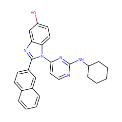 Oc1ccc2c(c1)nc(-c1ccc3ccccc3c1)n2-c1ccnc(NC2CCCCC2)n1 ZINC000095591766