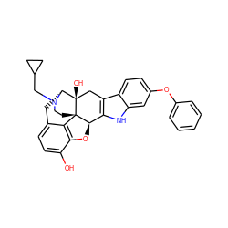 Oc1ccc2c3c1O[C@@H]1c4[nH]c5cc(Oc6ccccc6)ccc5c4C[C@@]4(O)[C@@H](C2)N(CC2CC2)CC[C@]314 ZINC000026722855