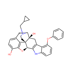 Oc1ccc2c3c1O[C@@H]1c4[nH]c5cccc(Oc6ccccc6)c5c4C[C@@]4(O)[C@@H](C2)N(CC2CC2)CC[C@]314 ZINC000026728239