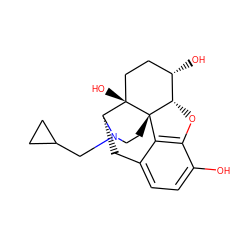 Oc1ccc2c3c1O[C@H]1[C@@H](O)CC[C@@]4(O)[C@@H](C2)N(CC2CC2)CC[C@]314 ZINC000001656961