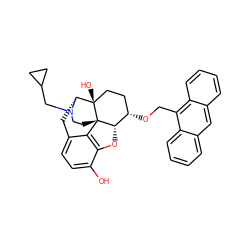 Oc1ccc2c3c1O[C@H]1[C@@H](OCc4c5ccccc5cc5ccccc45)CC[C@@]4(O)[C@@H](C2)N(CC2CC2)CC[C@]314 ZINC000027430234