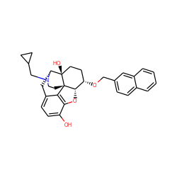 Oc1ccc2c3c1O[C@H]1[C@@H](OCc4ccc5ccccc5c4)CC[C@@]4(O)[C@@H](C2)N(CC2CC2)CC[C@]314 ZINC000013739898