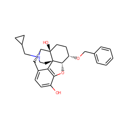 Oc1ccc2c3c1O[C@H]1[C@@H](OCc4ccccc4)CC[C@@]4(O)[C@@H](C2)N(CC2CC2)CC[C@]314 ZINC000013739894