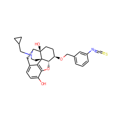 Oc1ccc2c3c1O[C@H]1[C@H](OCc4cccc(N=C=S)c4)CC[C@@]4(O)[C@@H](C2)N(CC2CC2)CC[C@]314 ZINC000013740370