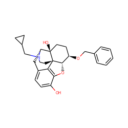 Oc1ccc2c3c1O[C@H]1[C@H](OCc4ccccc4)CC[C@@]4(O)[C@@H](C2)N(CC2CC2)CC[C@]314 ZINC000013739893