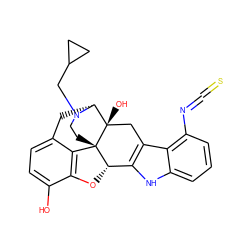 Oc1ccc2c3c1O[C@H]1c4[nH]c5cccc(N=C=S)c5c4C[C@@]4(O)[C@@H](C2)N(CC2CC2)CC[C@]314 ZINC000013651050