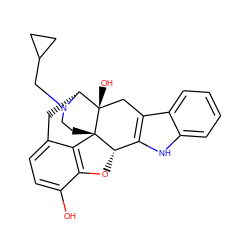 Oc1ccc2c3c1O[C@H]1c4[nH]c5ccccc5c4C[C@@]4(O)[C@@H](C2)N(CC2CC2)CC[C@]314 ZINC000003802871