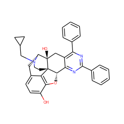 Oc1ccc2c3c1O[C@H]1c4nc(-c5ccccc5)nc(-c5ccccc5)c4C[C@@]4(O)[C@@H](C2)N(CC2CC2)CC[C@]314 ZINC000027108133