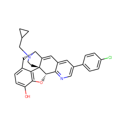 Oc1ccc2c3c1O[C@H]1c4ncc(-c5ccc(Cl)cc5)cc4C=C4[C@@H](C2)N(CC2CC2)CC[C@]431 ZINC000095580262