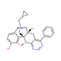 Oc1ccc2c3c1O[C@H]1c4ncnc(-c5ccccc5)c4C[C@@]4(O)[C@@H](C2)N(CC2CC2)CC[C@]314 ZINC000013800215