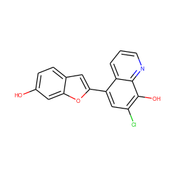 Oc1ccc2cc(-c3cc(Cl)c(O)c4ncccc34)oc2c1 ZINC000653749346