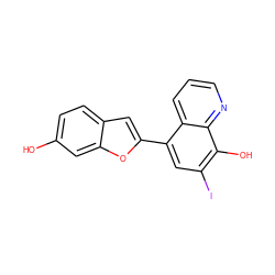 Oc1ccc2cc(-c3cc(I)c(O)c4ncccc34)oc2c1 ZINC000653751705