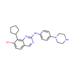 Oc1ccc2cnc(Nc3ccc(N4CCNCC4)cc3)nc2c1C1CCCC1 ZINC000014945413