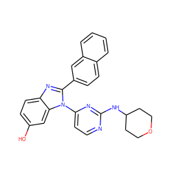 Oc1ccc2nc(-c3ccc4ccccc4c3)n(-c3ccnc(NC4CCOCC4)n3)c2c1 ZINC000095590170