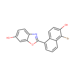 Oc1ccc2nc(-c3cccc4c(Br)c(O)ccc34)oc2c1 ZINC000013583584